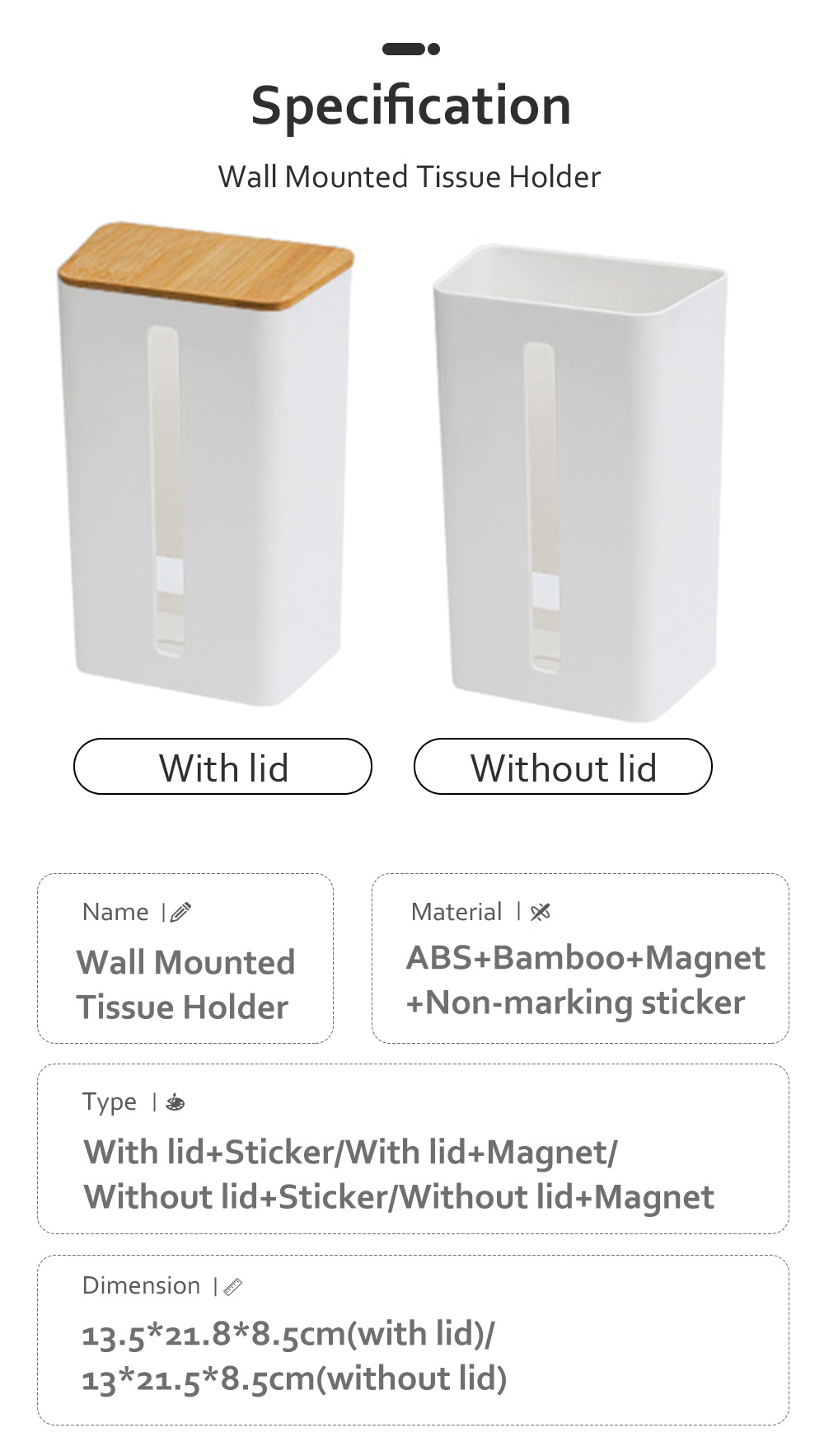 Wall Mounted Tissue Holder ABS Wipes Napkin Storage Box-8